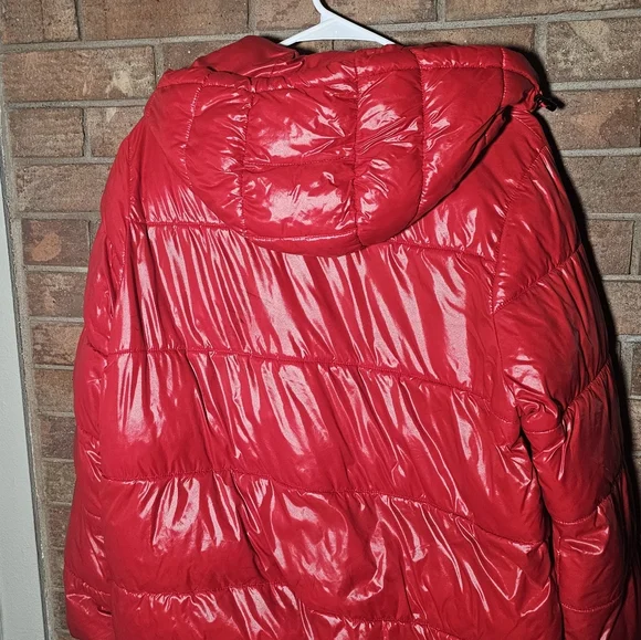 Michael Kors Womens Shiny Red Puffer Jacket Size Large - Picture 4 of 6